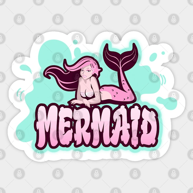 Mermaid Splash Sticker by Sugarpink Bubblegum Designs